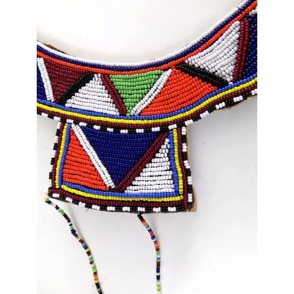 Vintage Maasai Beaded Wedding Collar Necklace African Tribal Cowrie Shell Dowry